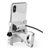 ~ Suporte Celular Moto Em Alumínio C/ Tomada Usb Waze/gps