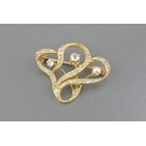 |8185| Broche Antigo Em Ouro Amarelo 18k Com Diamantes