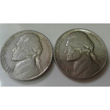 02 Moedas Usa Five Cents Jefferson 1953 D S