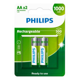 02 Pilhas Aaa Recarregaveis