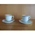 02 Xícaras Café Porcelana Real Brancas E Filete Prateado