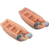 03 Mini Barcos De Pesca Mar Miniaturas Terrários Canoa 1 87
