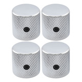 04 Knobs De Metal Flat Top Cromado Para Telecaster Precision