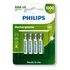 04 Pilhas Aaa 1000mah Recarregável Philips 1 Cartela