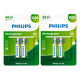 04 Pilhas Aaa Recarregaveis