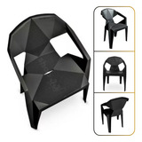 04 Poltronas De Plastico Preta Cadeira Diamante Jardim