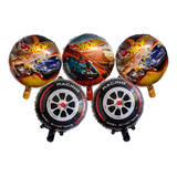 05 Balão Metalizado Hot Wheels/roda Vermelho De 45 Cm 