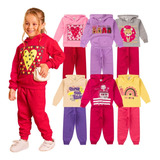06 Peças Conjunto Moletom Com Capuz Infantil Menina Inverno