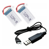 1 Carregador E 2 Baterias 3 7v 800mah Para Drone