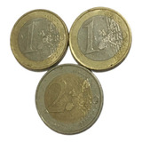 1 E 2 Euros 2002 Alemanha. E 1 Euro 2001 França- F. Grátis