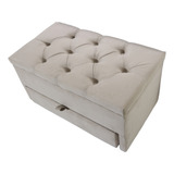 1   Puf Baú Gaveta 60x50x45cm Modelo Capitonê
