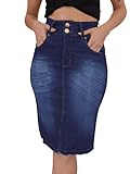 1. Saia Jeans Simples De Riscos Com Barra Desfiada Moda Evangélica Tamanho:38;cor:azul