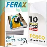 10 Adesivos Vinil A4 Imprimível Premium Para Impressora A Jato De Tinta - 10 Folhas Papel Vinil Branco, Fosco, Matte, Foto. Cores Vivas, Resistente A Rasgos -vinil Adesivo Fotográfico