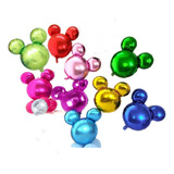 10 Balão Bexiga Mini Minnie/mickey Perfil De 37 Cm Varetas 