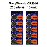 10 Baterias Cr2016 3v Sony/murata (2 Cartelas)