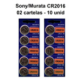 10 Baterias Cr2016 3v Sony/murata (2 Cartelas)