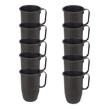 10 Canecas Aluminio Preto