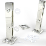 10 Coluna Torre Aço Inox 40 Cm Com 2 Furos Guarda Corpo Cor Polido