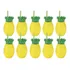 10 Copos Decorativo Canudo Lembrancinha Moana Tropical 300ml Cor Abacaxi Amarelo