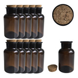 10 Frascos Reagente De Vidro Âmbar Boca Larga Rolha 250ml