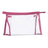 10 Necessaires Transparente Pequena Para Viagem Ou Maquiagem Cor Rosa escuro
