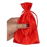 10 Sacos De Cetim Medio Vermelho 10x15 Para Joias