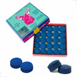 10 Solas De Couro Taco De Bilhar Sinuca Snooker Master 12mm Cor Azul