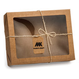 10 Un Caixa De Presente 24x19x6 Com Visor Retangular Kraft