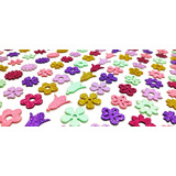 100 Adesivos Pet Coleção Flores Fêmea Glitter Lacinho Pet