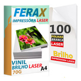100 Adesivos Vinil Branco Brilho Para Impressora Laser A4
