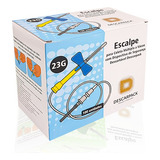 100 Escalpes 23g Azul Estéril Scalp Para Coleta A Vácuo
