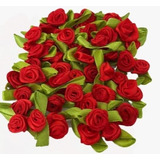 100 Flor florzinha Rococó Cetim Vermelha P  Lembrancinhas