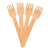 100 Garfinho De Madeira Garfo Biodegradável 14 Cm