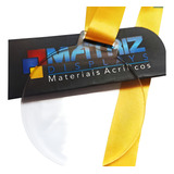 100 Medalhas Redonda 5cm Acrílico Cristal 2mm Fita Amarela