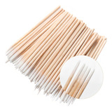 100 Palitos Com Algodão Para Limpeza Henna Sobrancelha Unhas