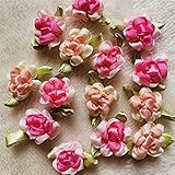 100 Peças Lote 3D Multicolor Mini Laços De Fita Rosas Flor Aplique De Cetim Rosetas De Tecido Ornamento De Costura Artesanato DIY Roupas Acessórios De Vestido