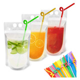100 Sacos Para Bebidas Com Canudo  Sacos Para Bebidas 