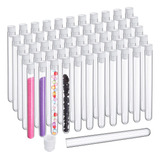 100 Unidades De Tubos De Ensaio Transparentes Com Tampas Tub
