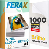 1000 Adesivos Vinil Branco Brilho P Impressora Jato Tinta A4