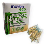 1000un Palitos De Dente De Bambu 6 5cm Individual Eco Inoven