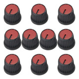10x Botão Knob Redondo Estriado Com Parafuso Ad209 Vermelho