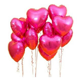 12 Balão Coração Metalizado Decoração Bexiga Festa Cor Pink