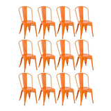 12 Cadeiras Iron Tolix Aço Metal Industrial Vintage Cores Cor Da Estrutura Da Cadeira Laranja
