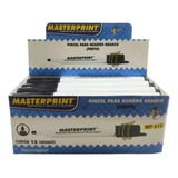 12 Caneta Pincel Quadro Branco Mp 619 Masterprint Cor Preto