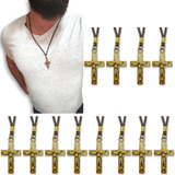 12 Colar Crucifixo Madeira