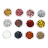 12 Glitter Encapsulado Flocado Pedrarias Caviar Strass Unhas Cor Hs 713