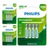 12 Pilhas Recarregaveis Aaa Philips  (3  Cart)