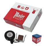 12 Unid Giz Master Azul 1 Porta Giz Retrátil Sinuca Bilhar Cor Preto