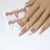 12un Unha Postica Decorada Longa Bailarina Almond Strass Cor Branco Decorados
