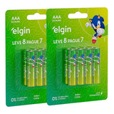 16 Pilhas Alcalina Aaa 3a Palito 1 5v Lr03 2 Blisters Elgin